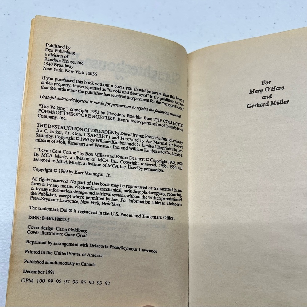 KURT VONNEGUT Slaughterhouse Five 1991 Paperback Edition - Picture 7 of 7